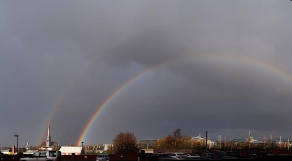 St Walburge and rainbow